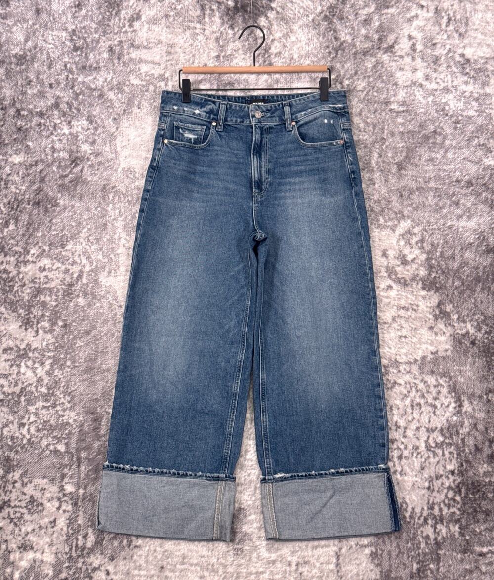 Paige Sasha Ankle Jeans 29 Petite Womens Wide Leg Cuffed Denim